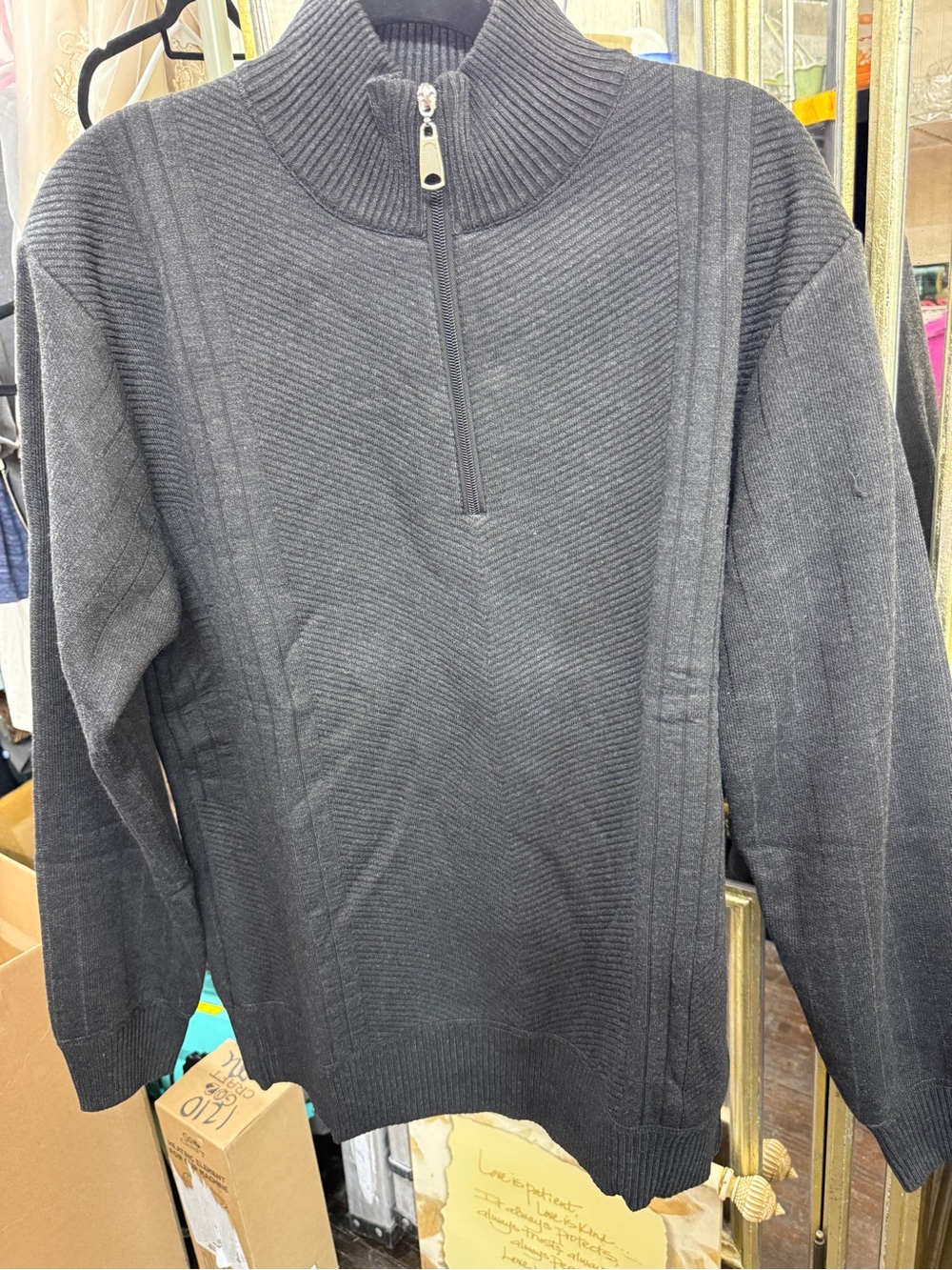 Men's Half-Zip Ribbed Knit Sweater - Black NIP